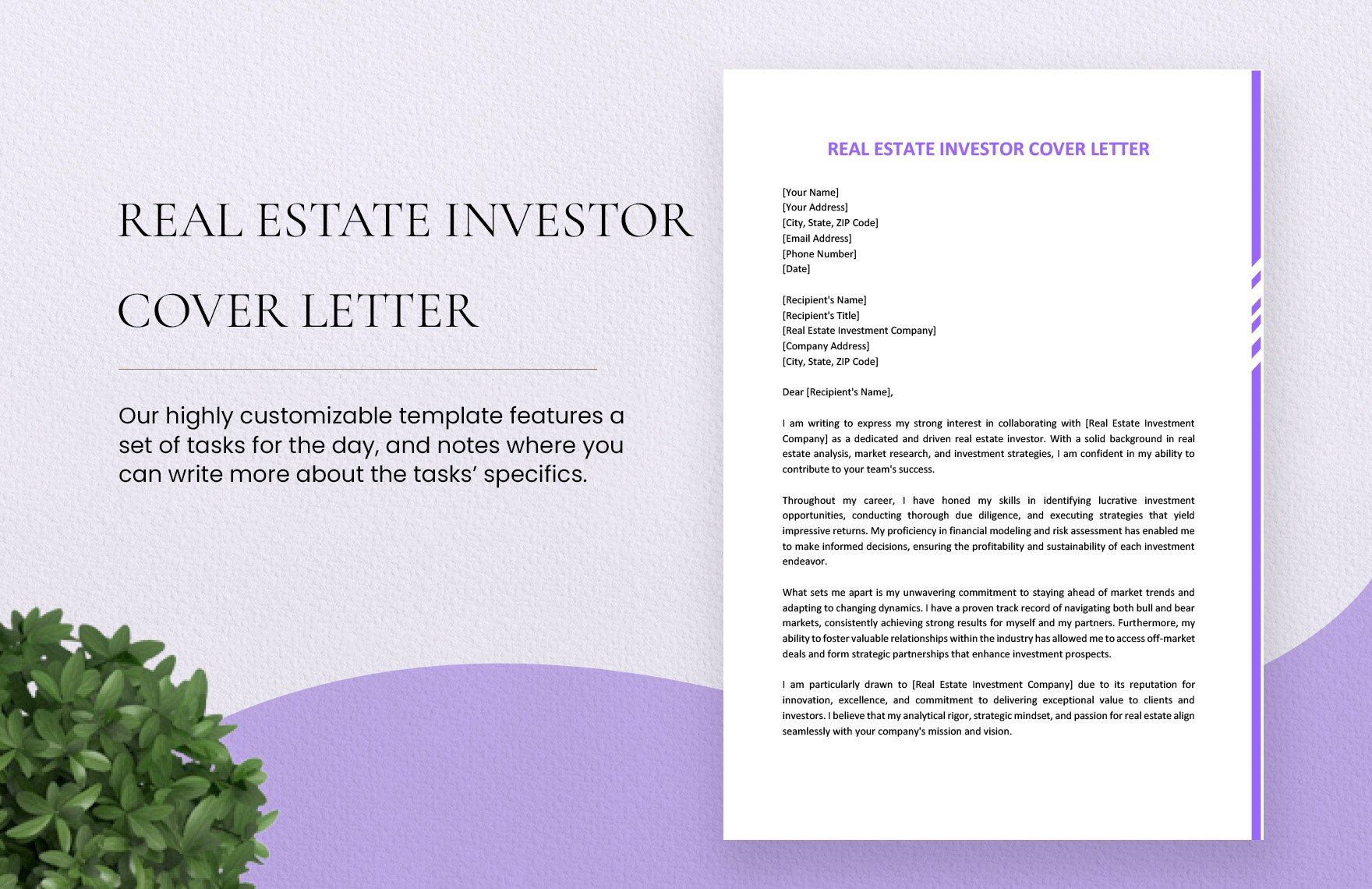 Real Estate Investor Cover Letter