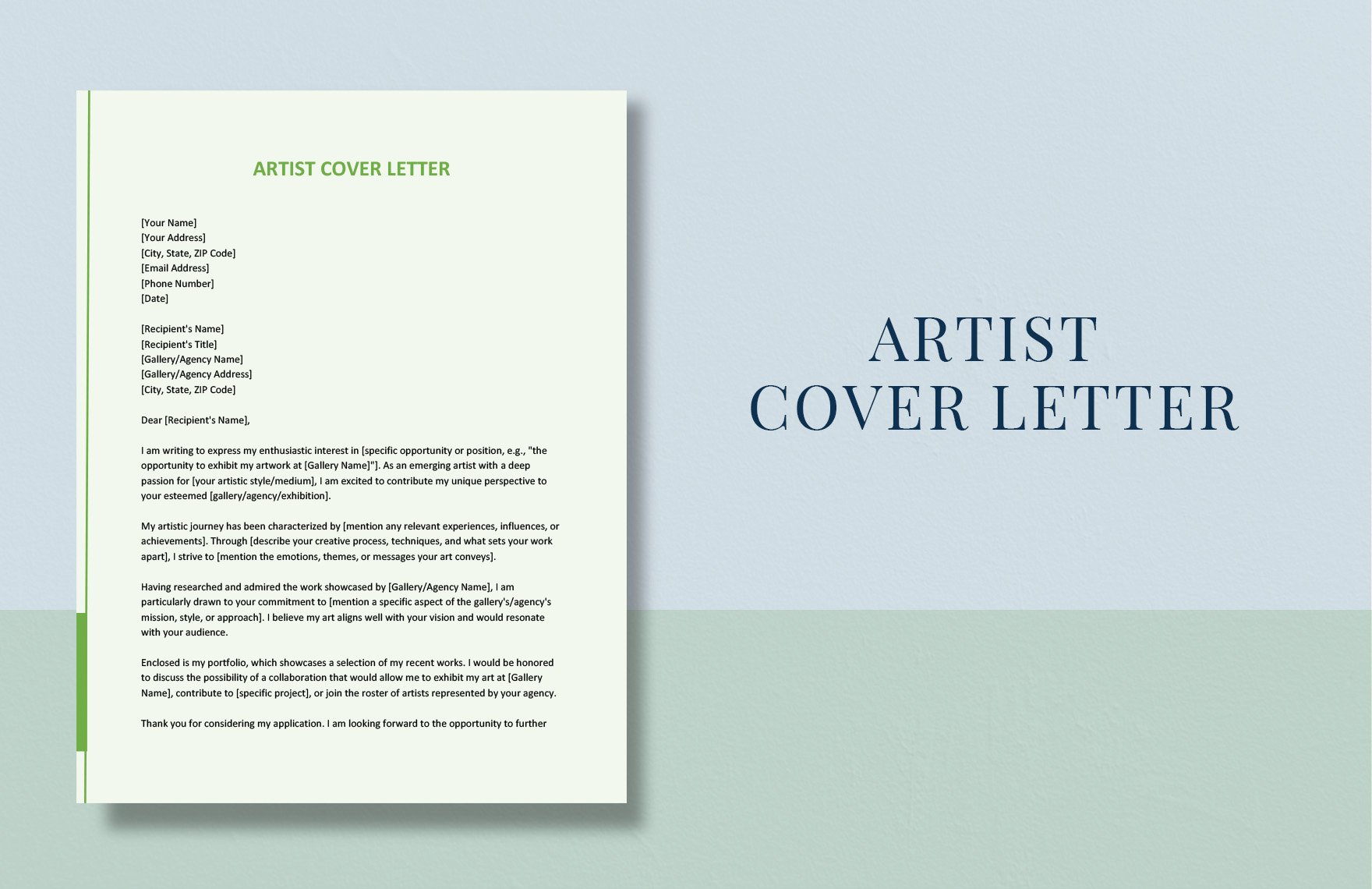 Artist Cover Letter in Word, Google Docs