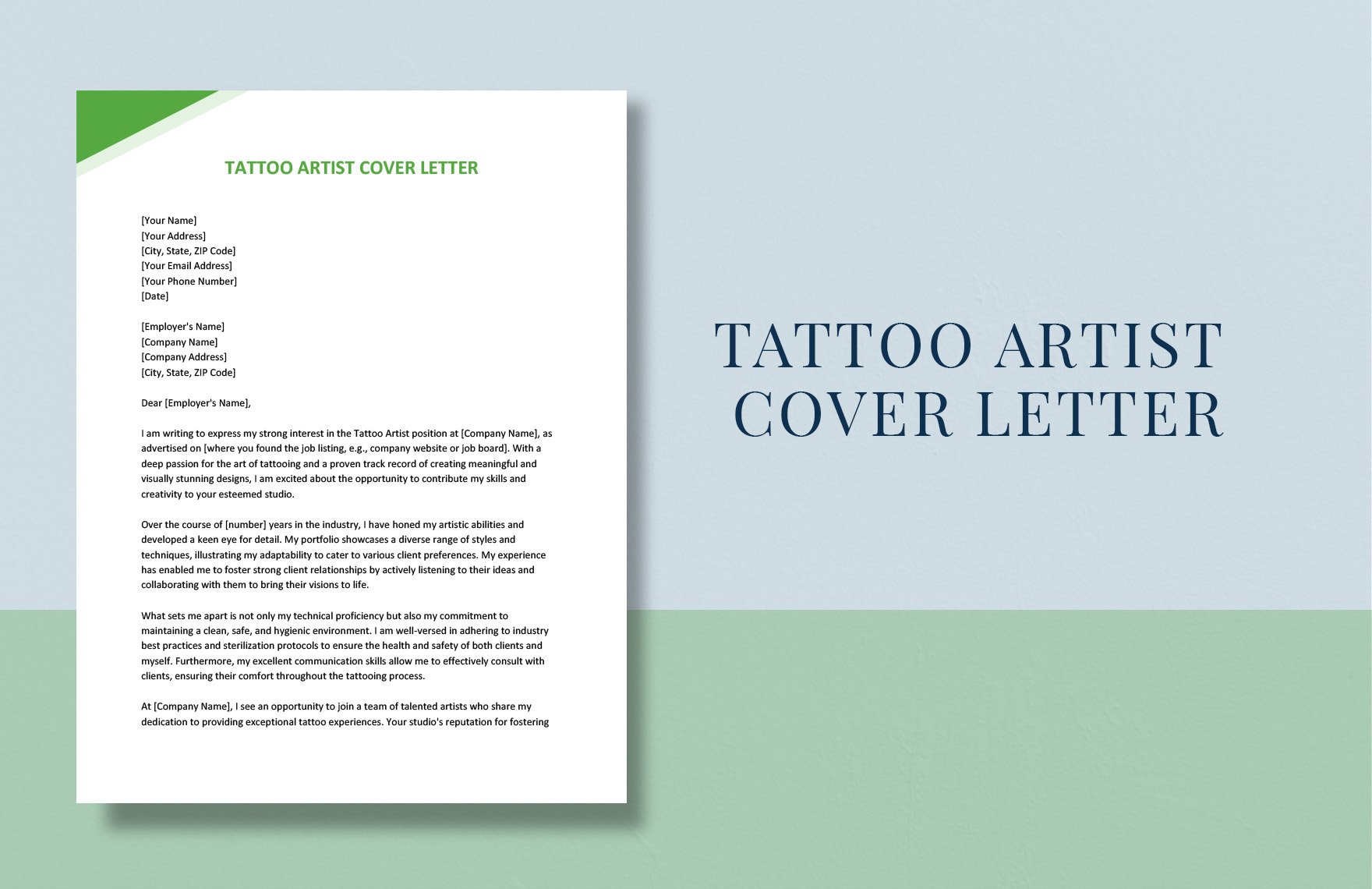 Tattoo Artist Cover Letter in Word, Google Docs