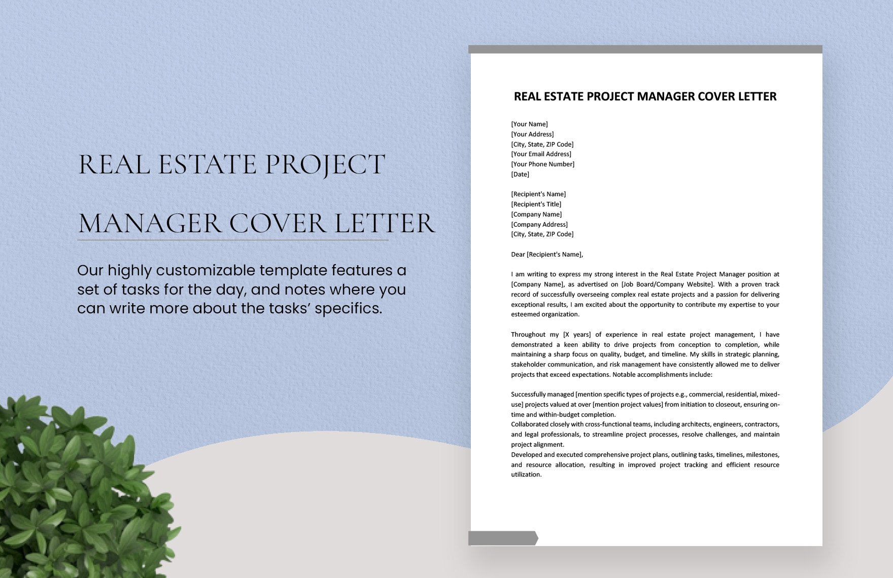 Real Estate Project Manager Cover Letter