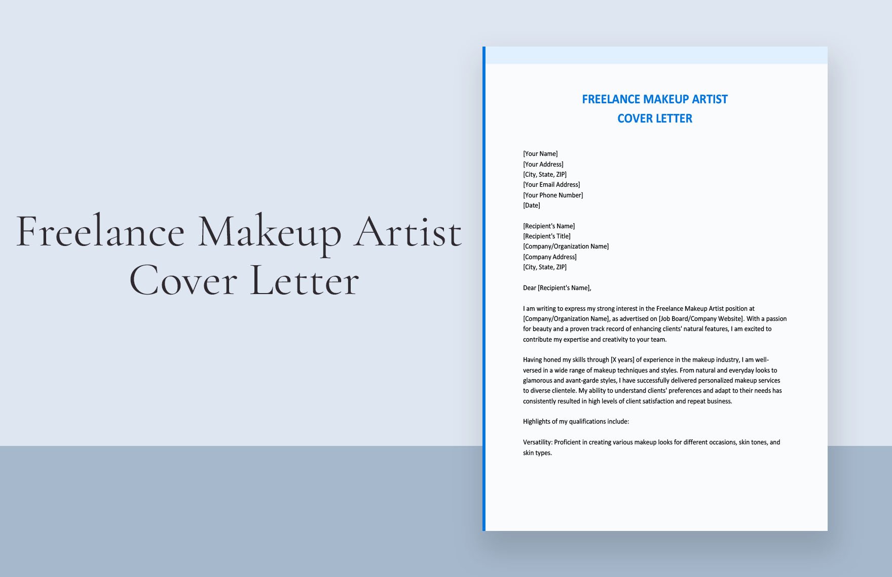 Freelance Makeup Artist Cover Letter in Word, Google Docs