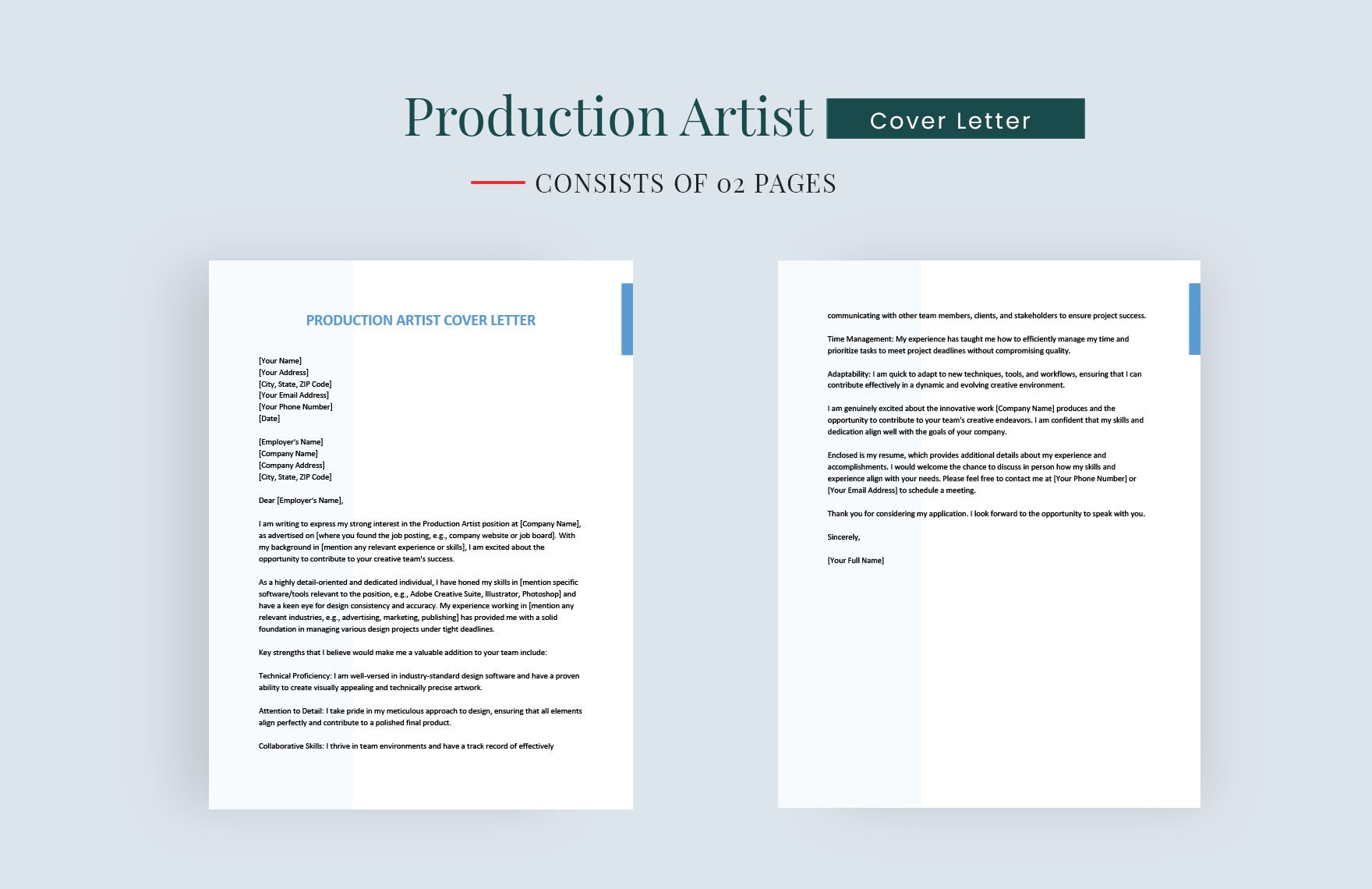 Production Artist Cover Letter in Word, Google Docs