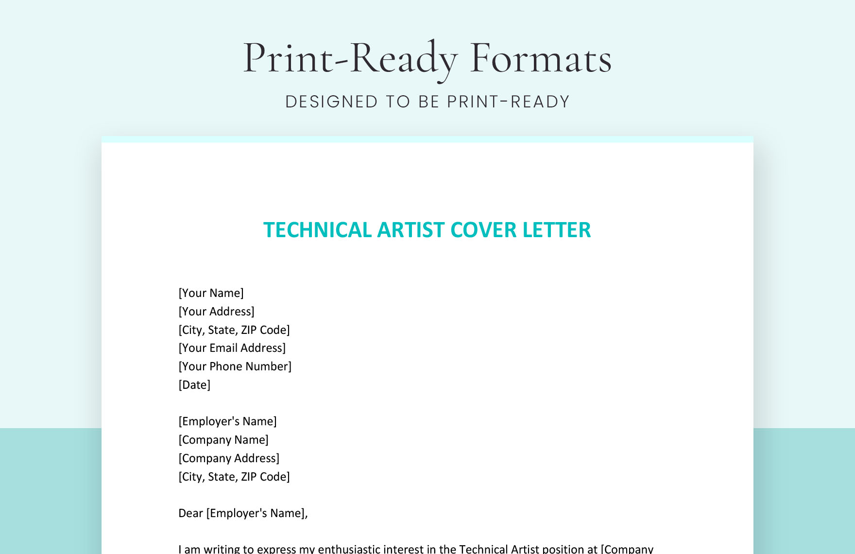 Technical Artist Cover Letter