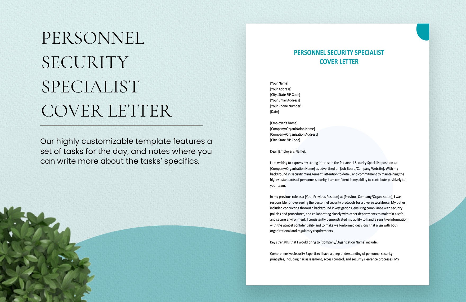 Personnel Security Specialist Cover Letter in Word, Google Docs