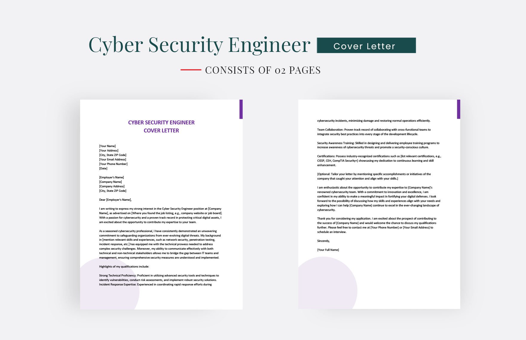 Cyber Security Engineer Cover Letter in Word, Google Docs
