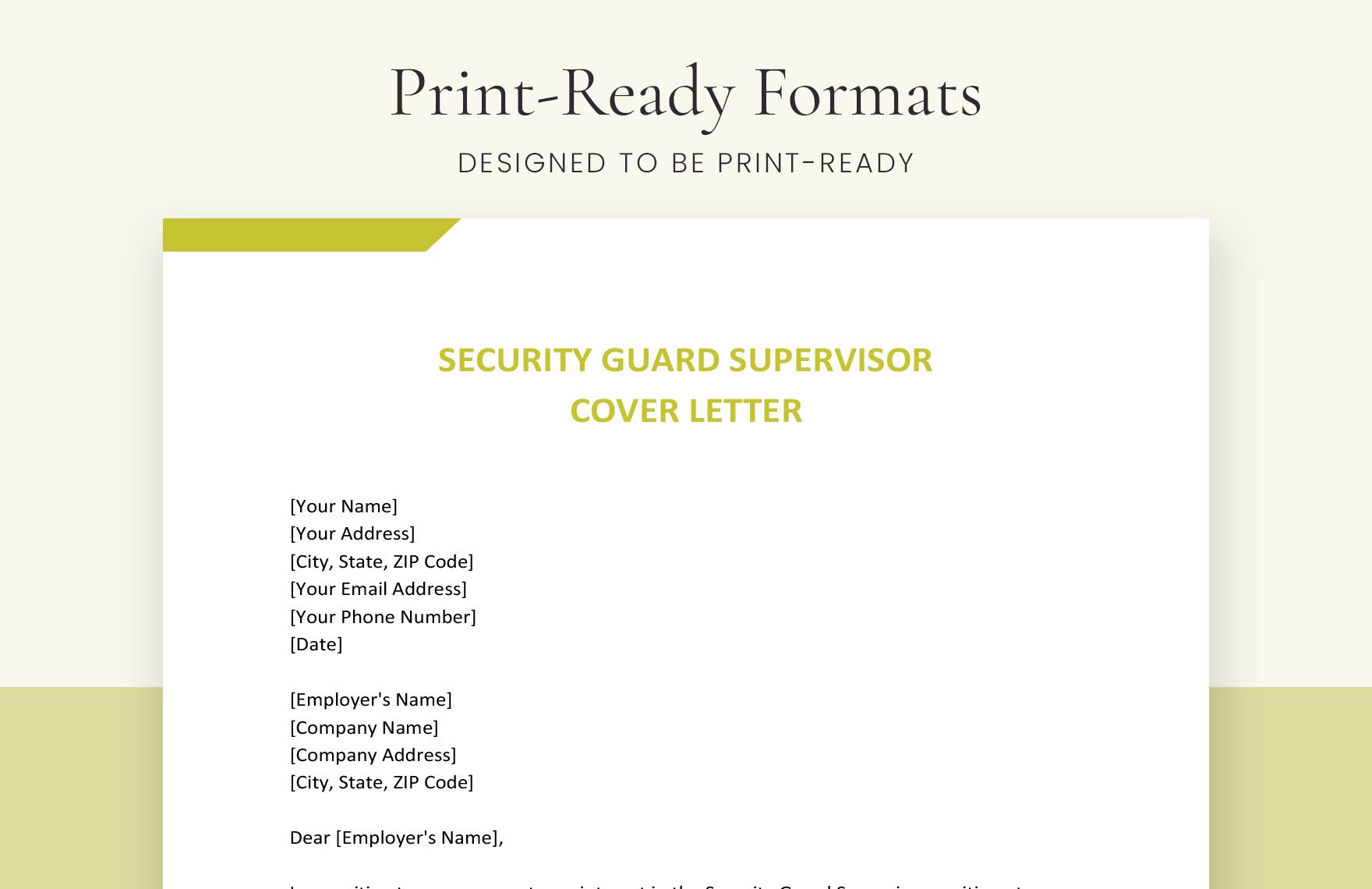 Security Guard Supervisor Cover Letter