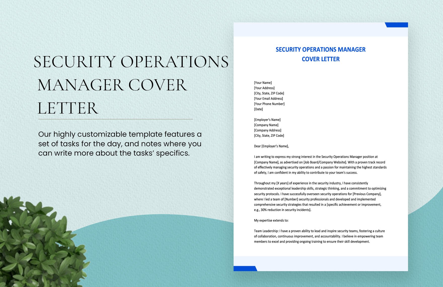 Free Security Operations Manager Cover Letter