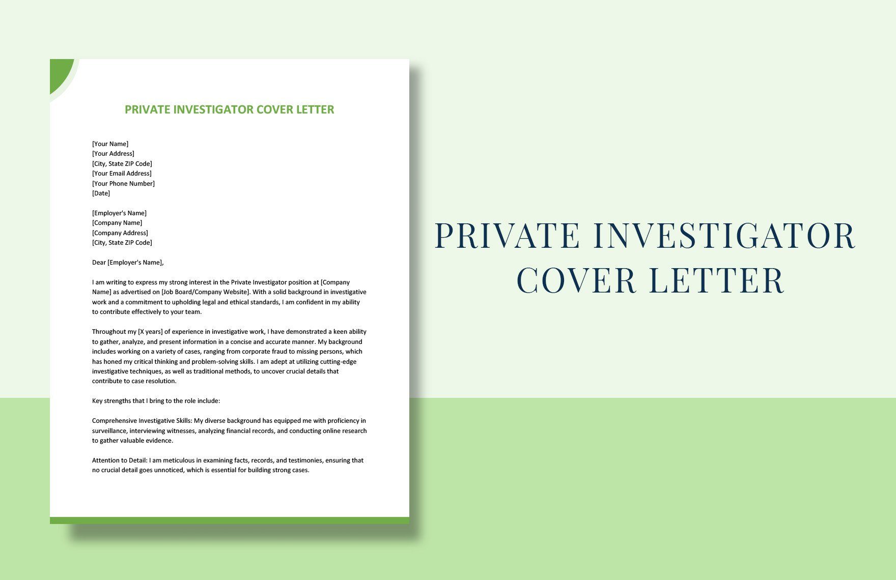 Private Investigator Cover Letter in Word, Google Docs