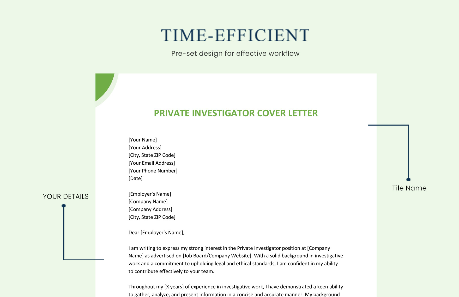 Private Investigator Cover Letter