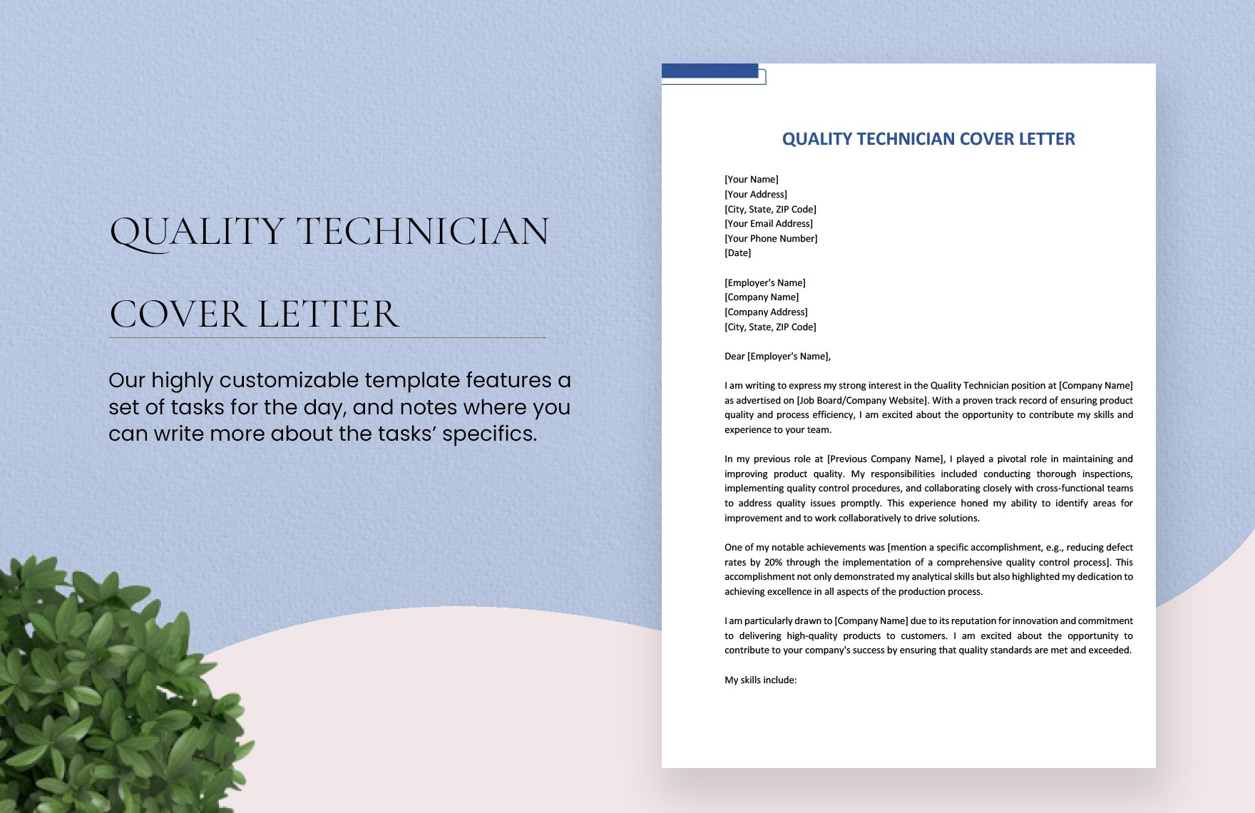 Quality Technician Cover Letter in Word, Google Docs, PDF