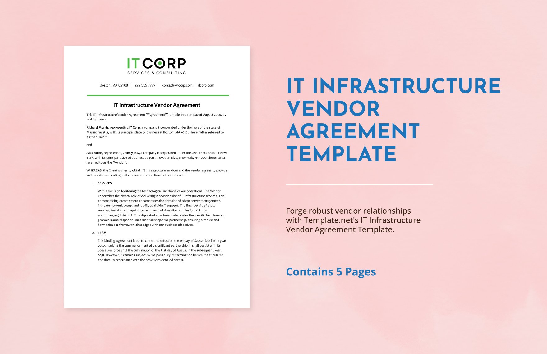 IT Infrastructure Vendor Agreement Template