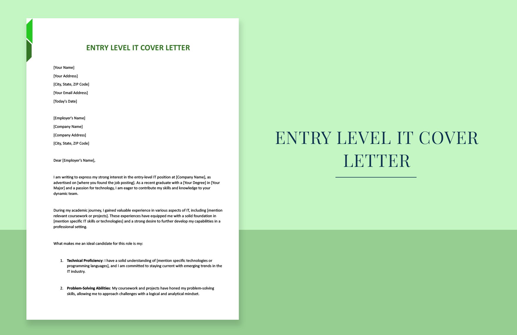 Entry Level IT Cover Letter