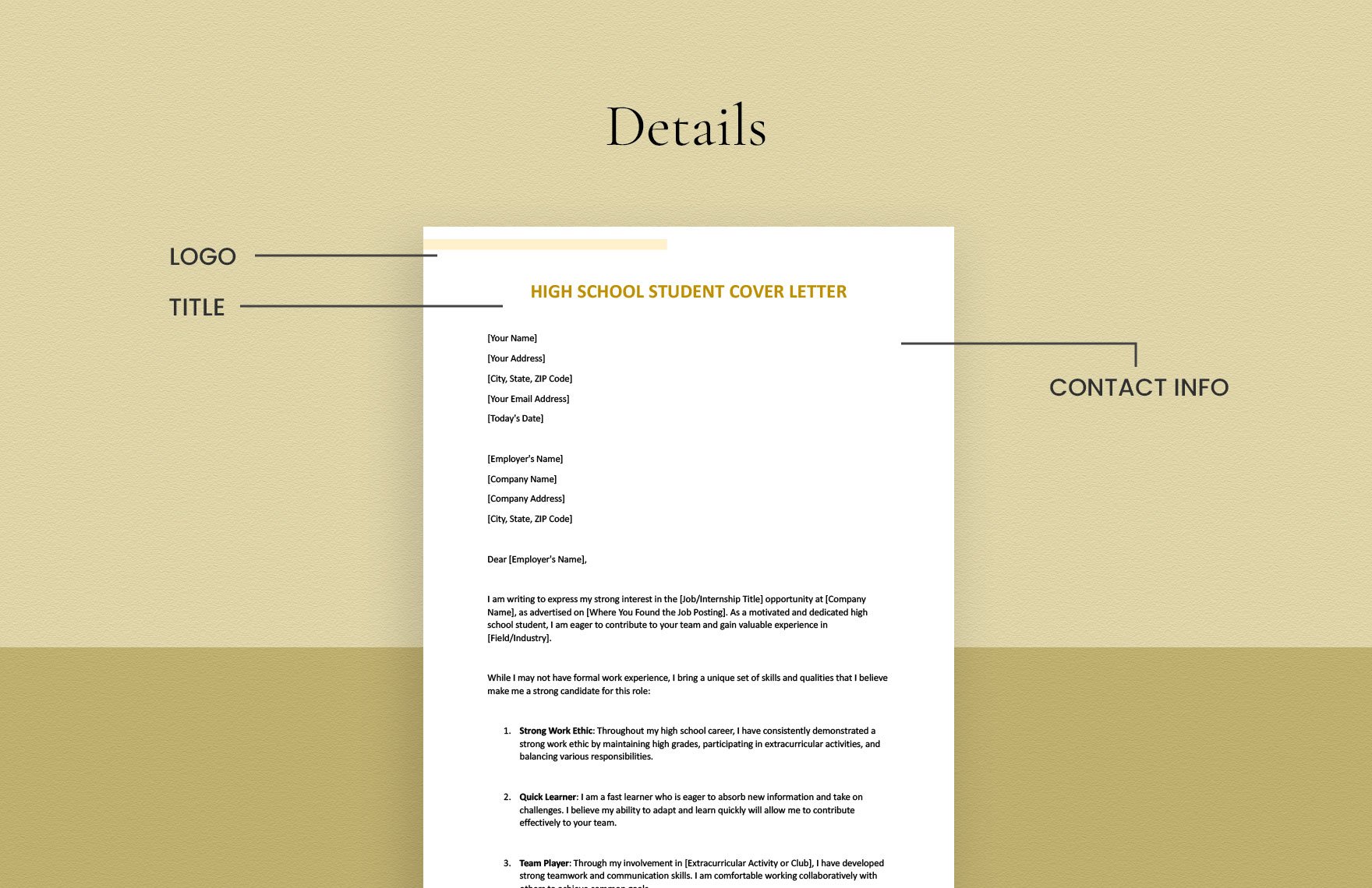 High school student cover letter