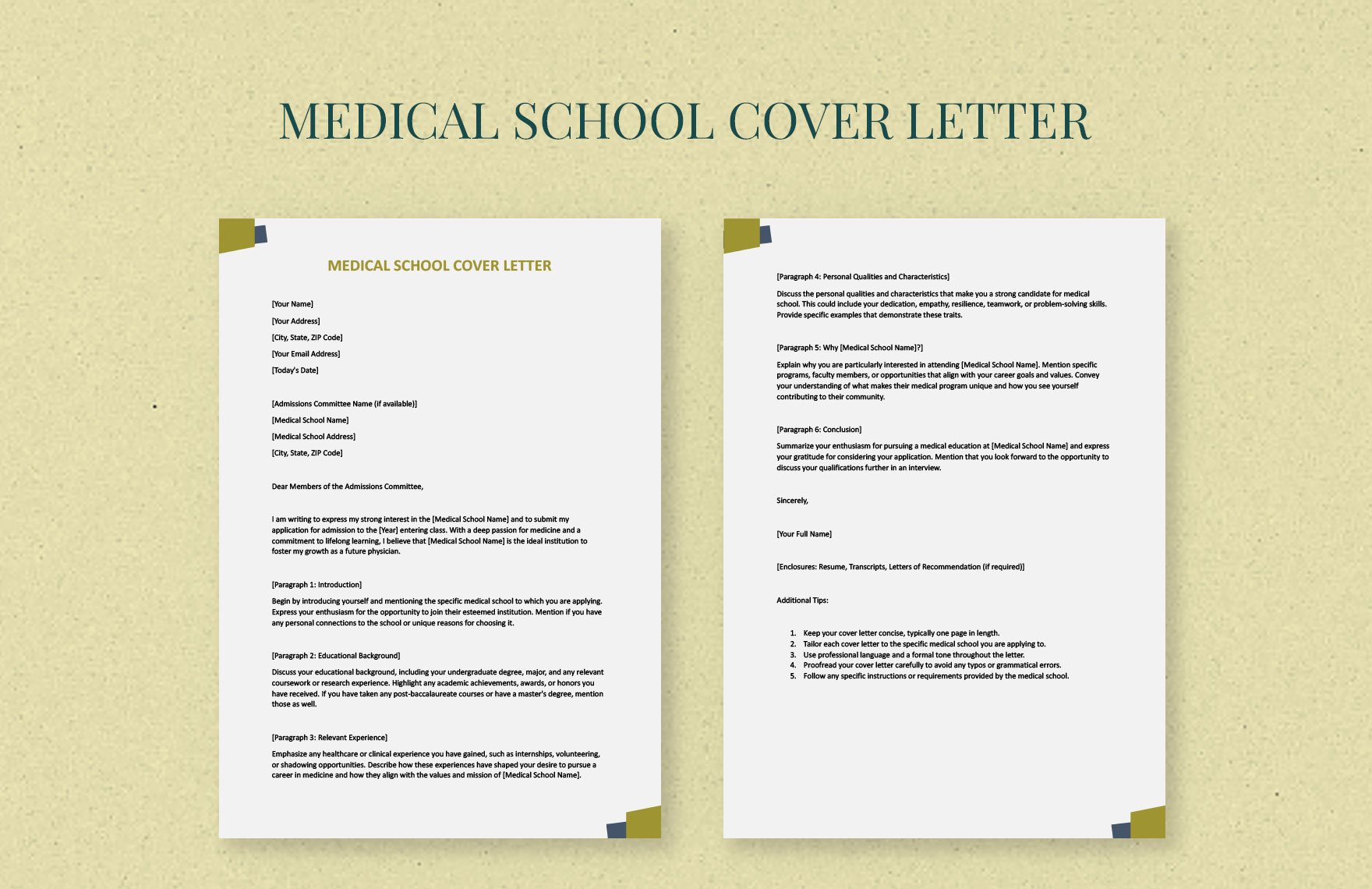 Medical school cover letter in Word, Google Docs