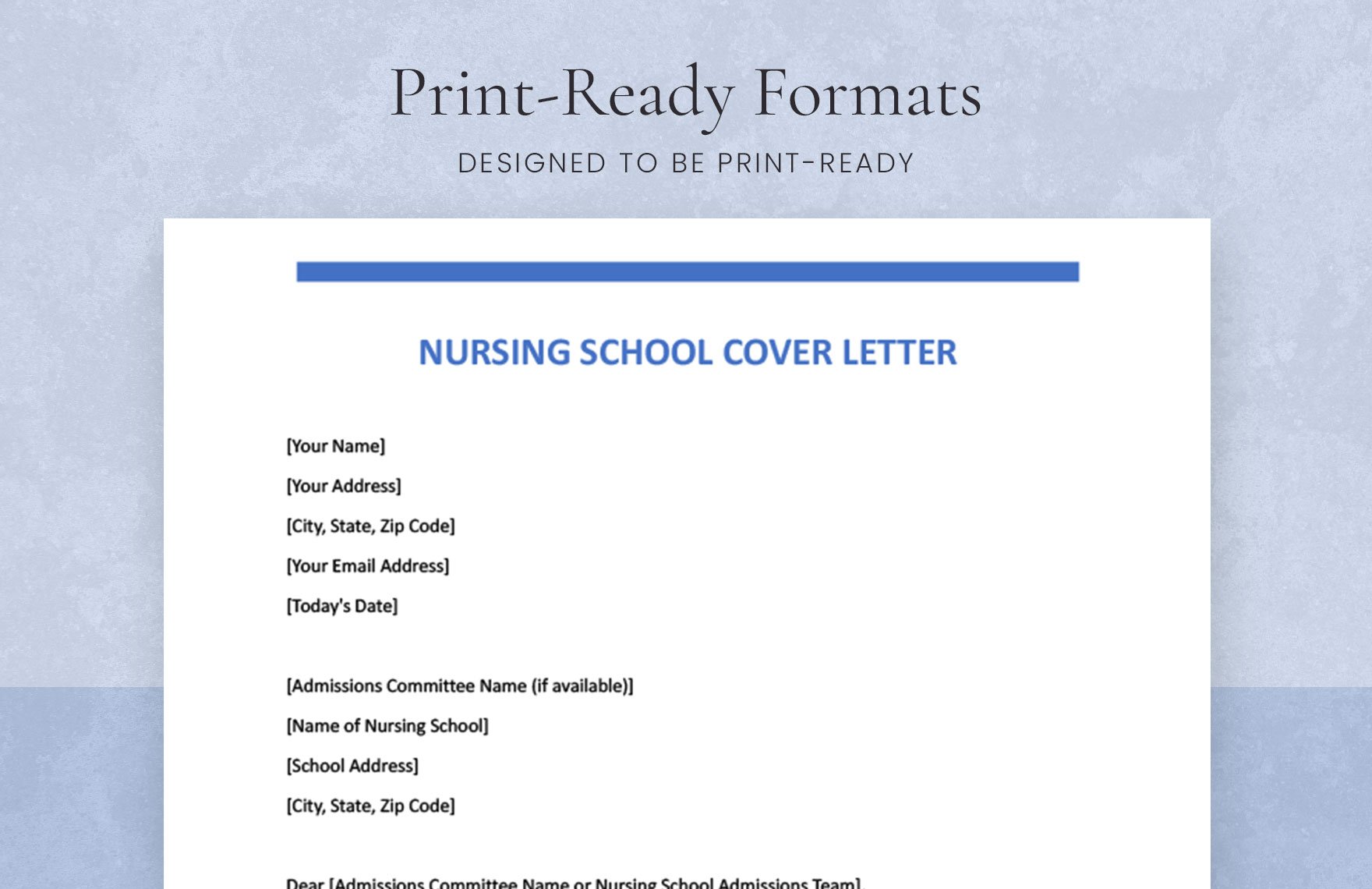Nursing School Cover Letter