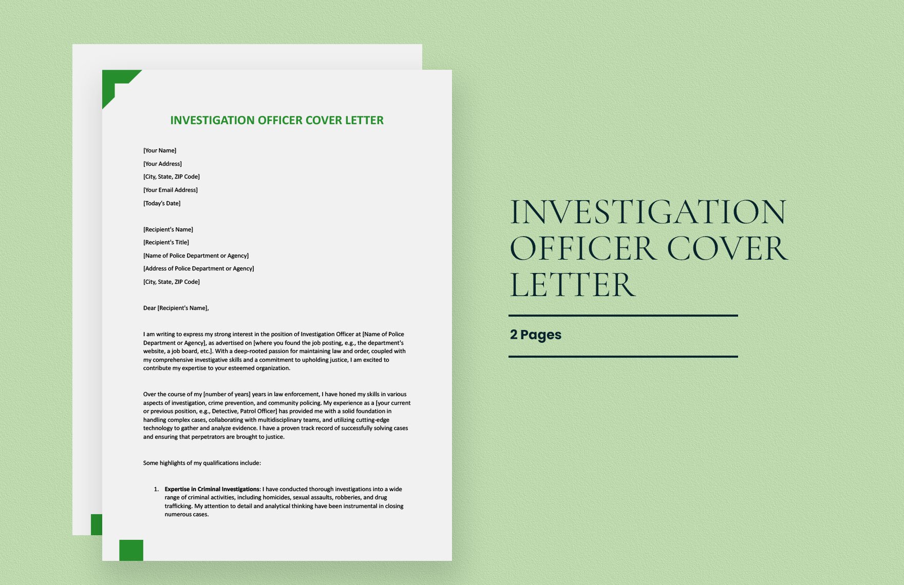 Investigation Officer Cover Letter