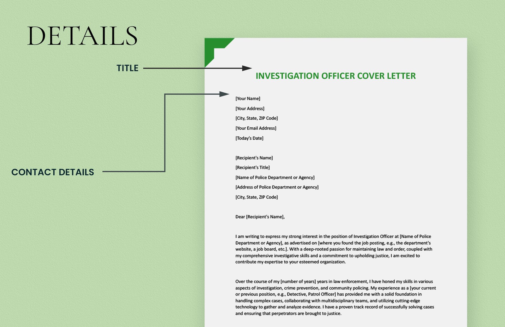 Investigation Officer Cover Letter