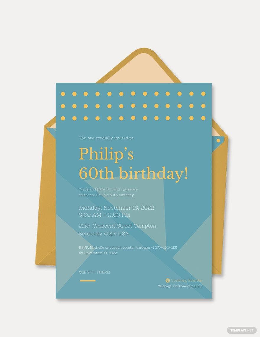 Free Simple 60th Birthday Invitation Card Template