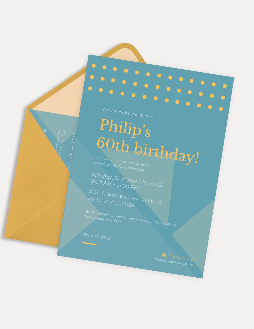 Simple 60th Birthday Invitation Card Template