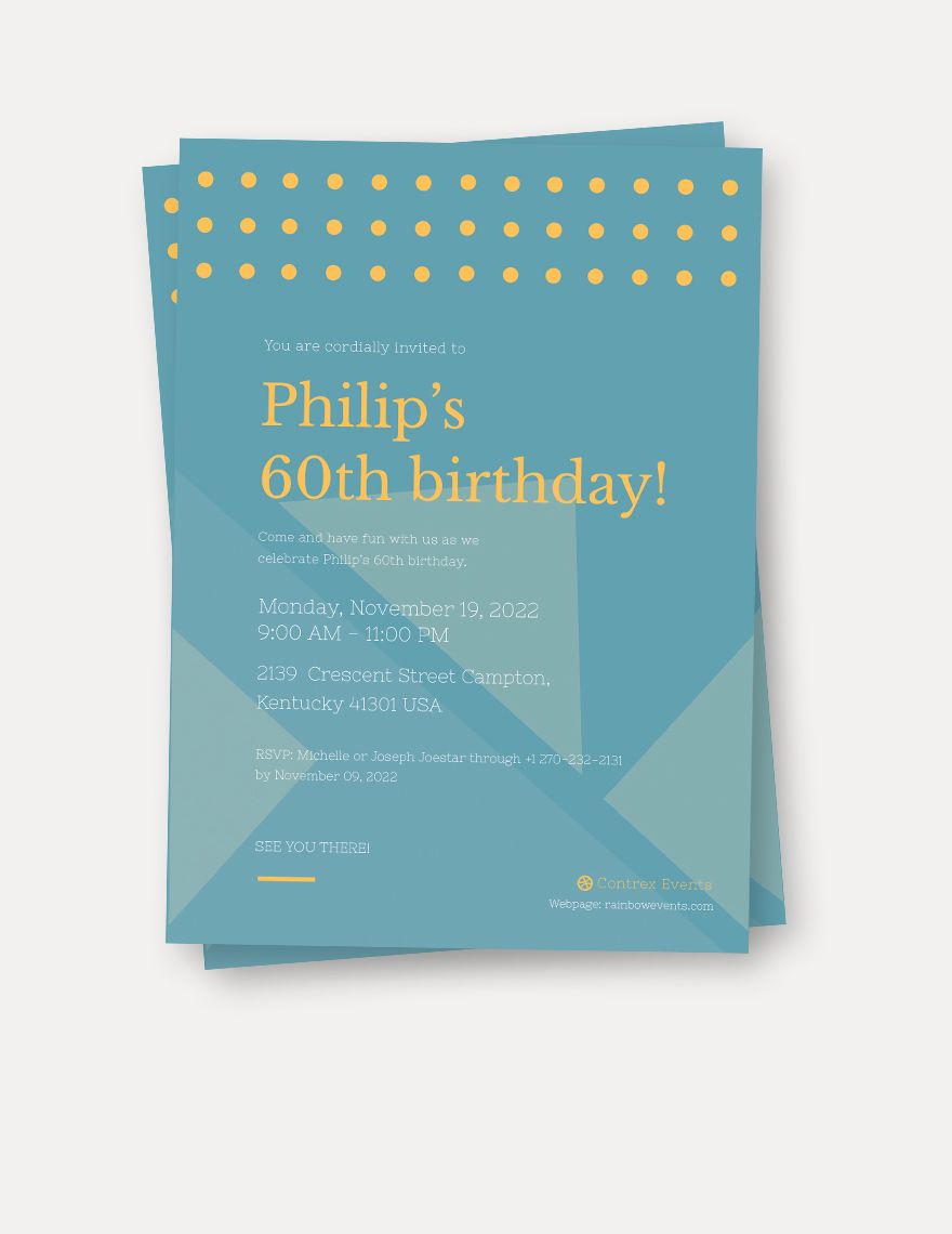 Simple 60th Birthday Invitation Card Template