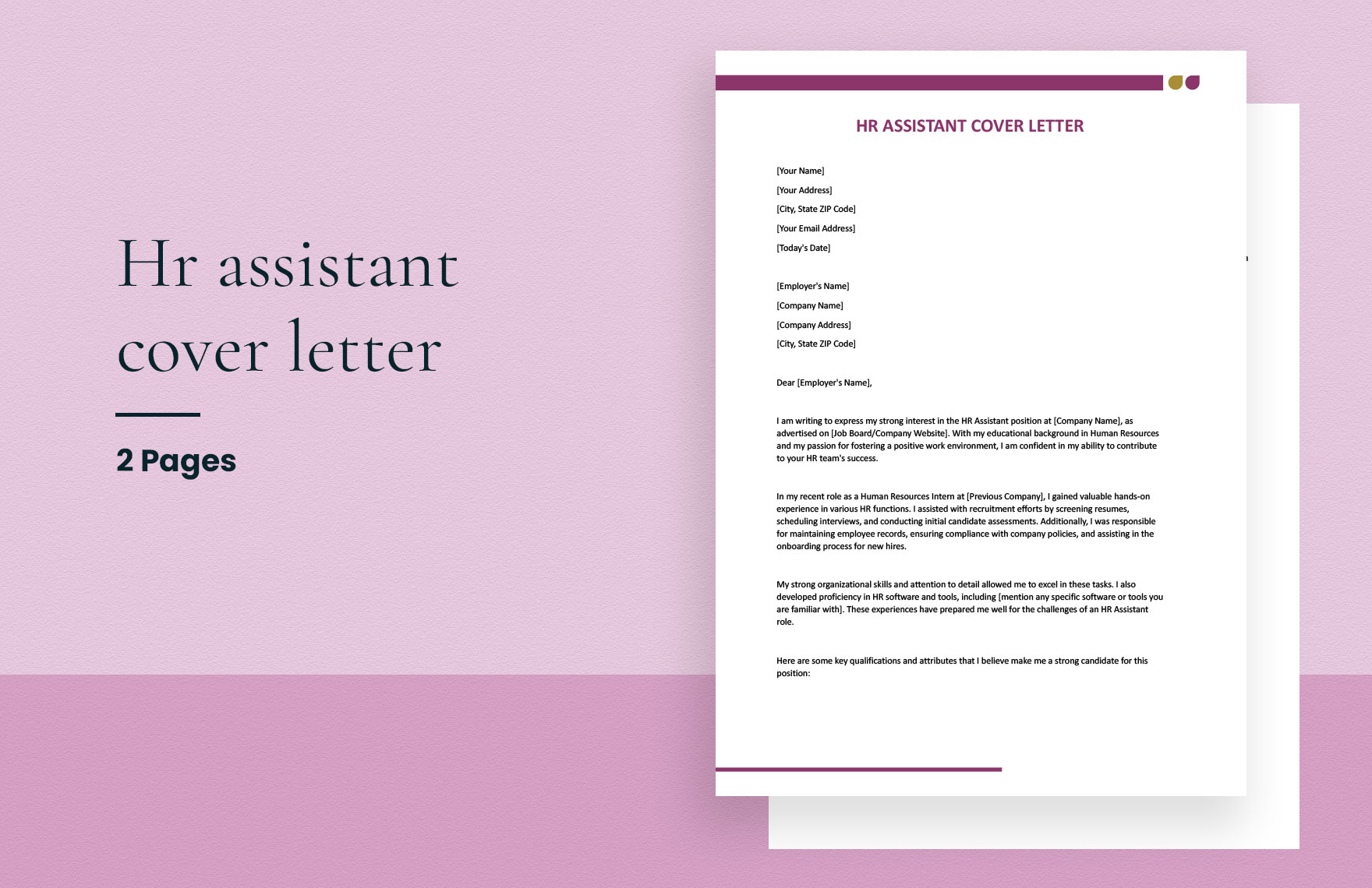 Hr Assistant Cover Letter