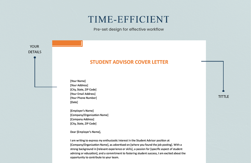 Student Advisor Cover Letter