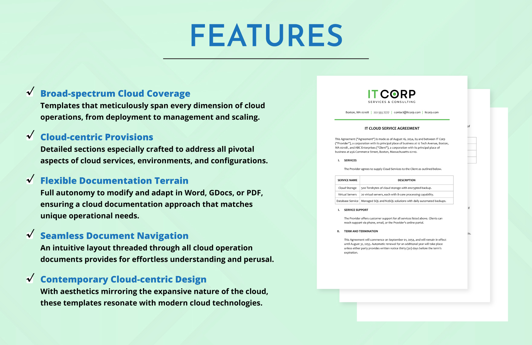 IT Cloud Service Agreement Template