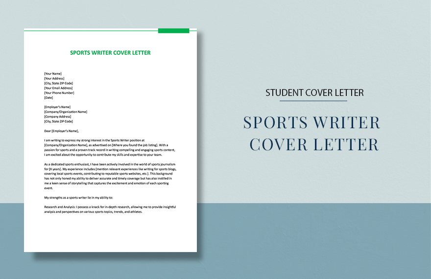 Sports Writer Cover Letter in Word, Google Docs, Apple Pages