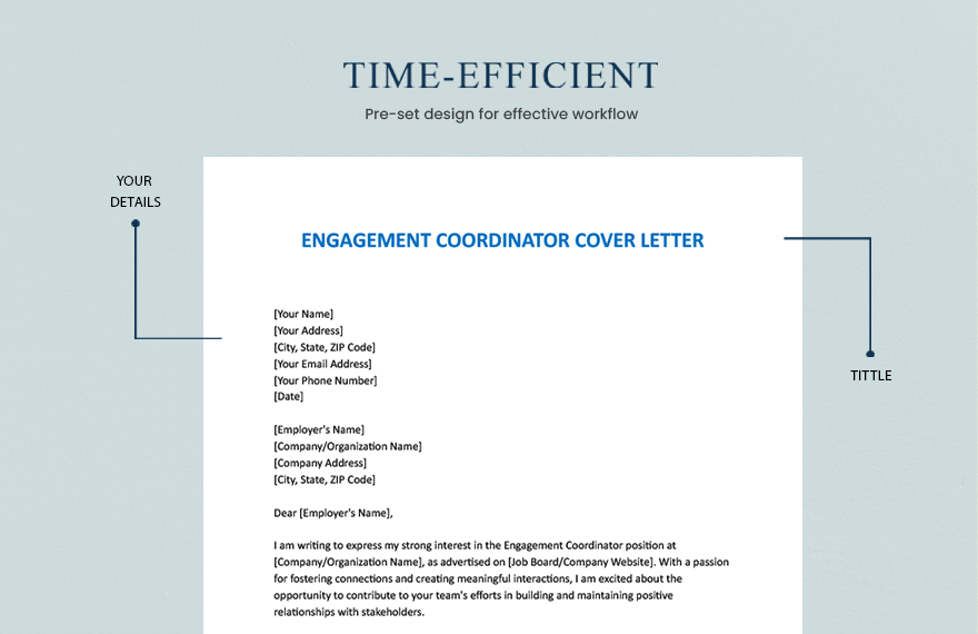 Engagement Coordinator Cover Letter