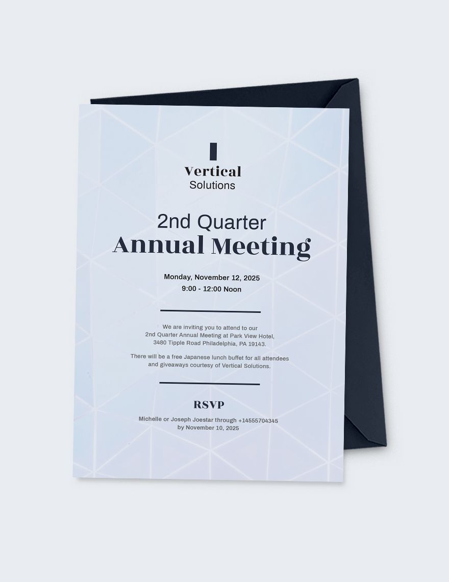 Annual Meeting Invitation Card Template