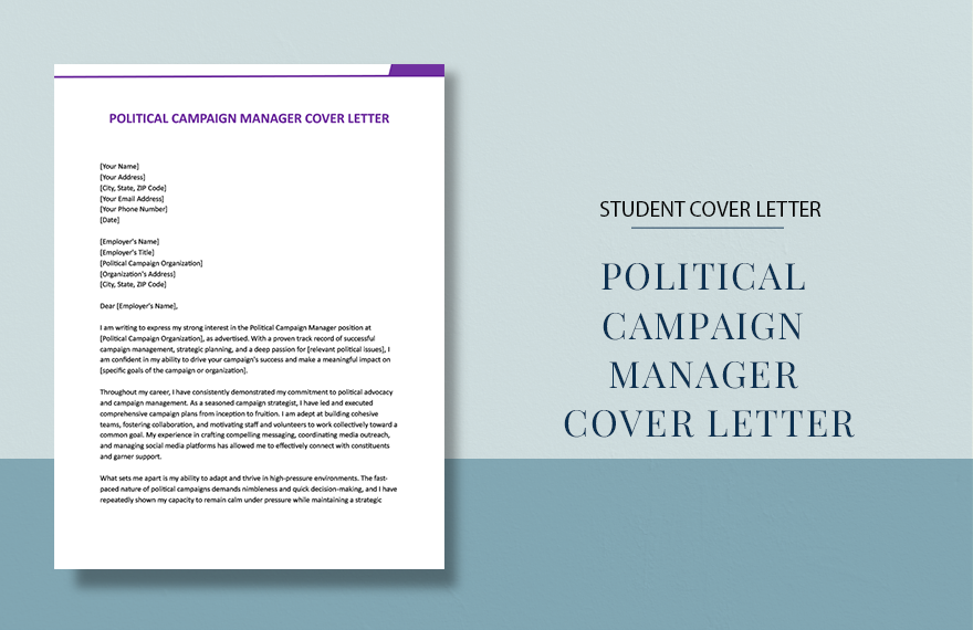 Political Campaign Manager Cover Letter