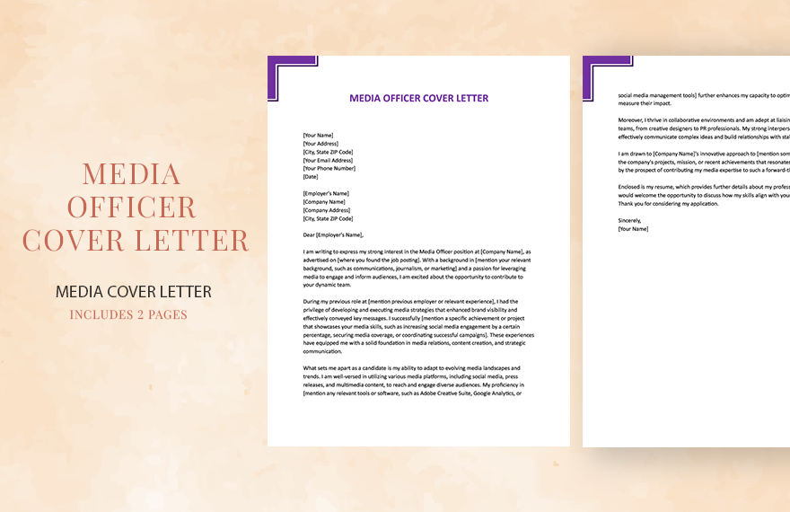 Free Media Officer Cover Letter in Word, Google Docs, Apple Pages