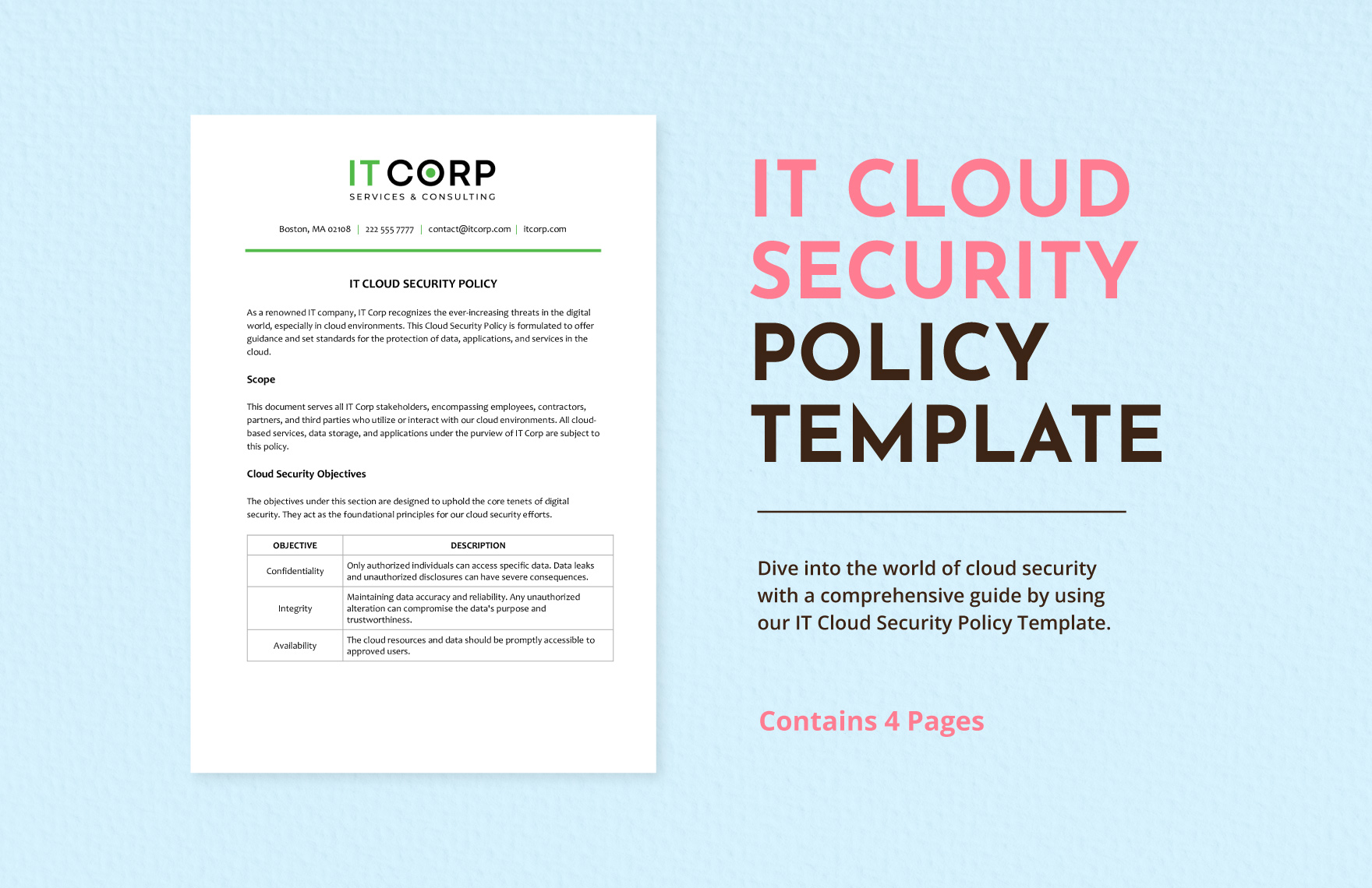 IT Cloud Security Policy Template in Word, Google Docs, PDF