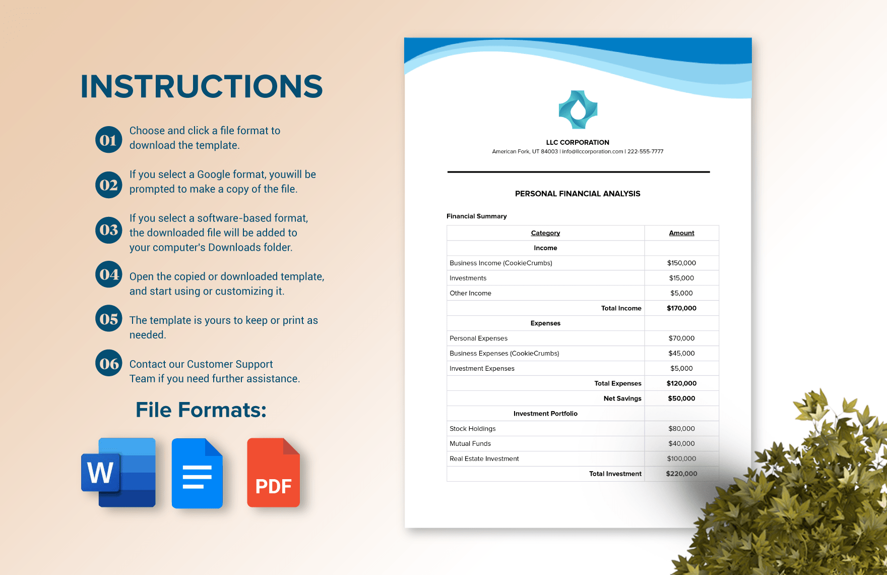 Blank Personal Financial Analysis Template