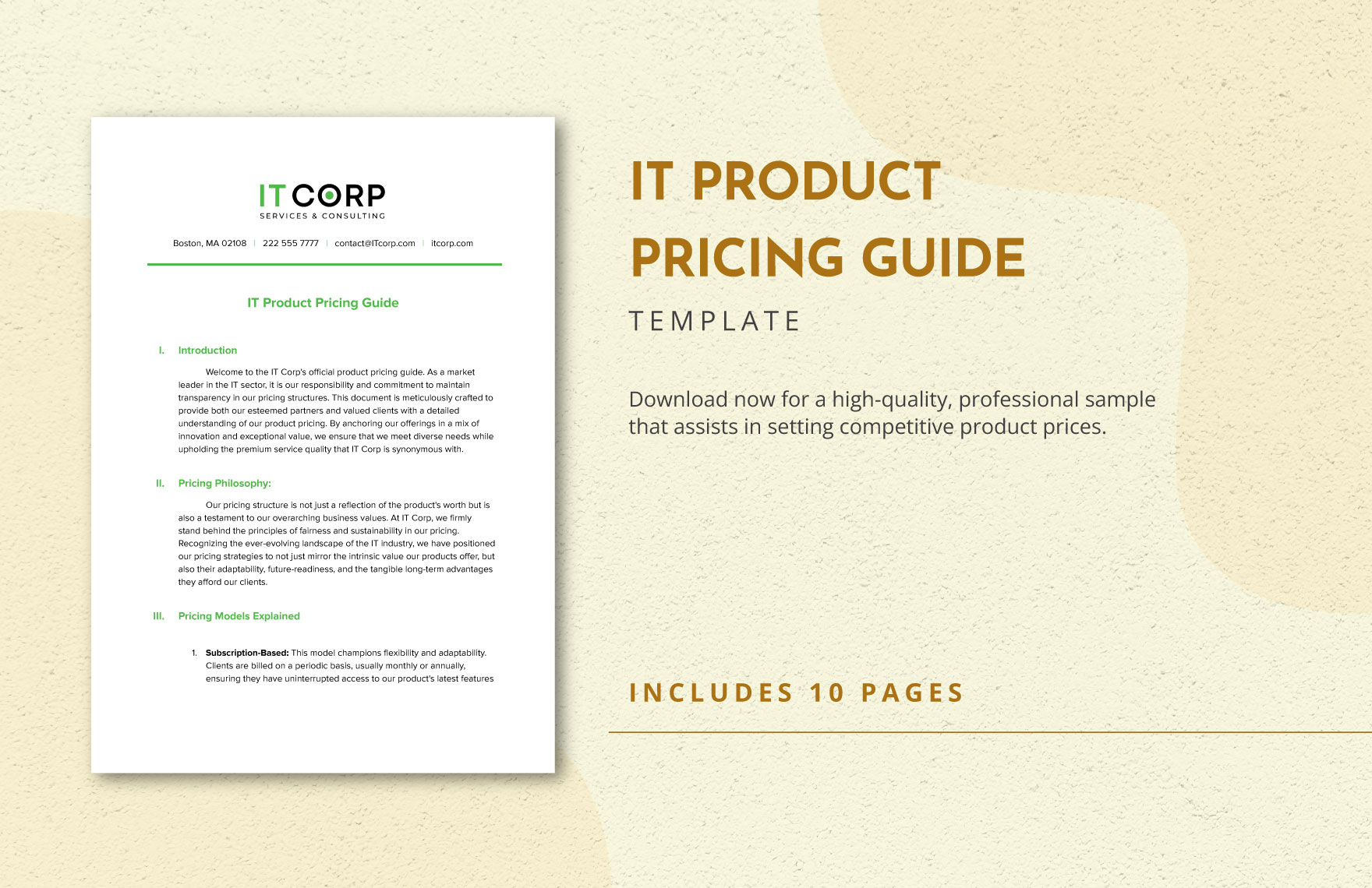 IT Product Pricing Guide Template