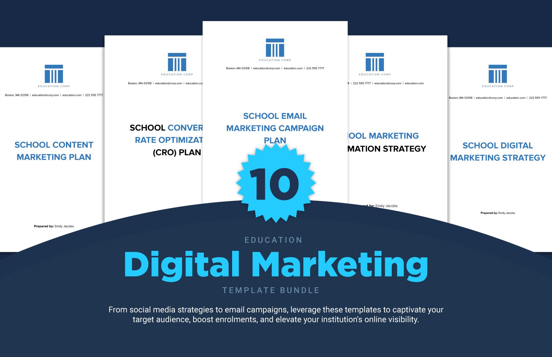 10 Education Digital Marketing Template Bundle