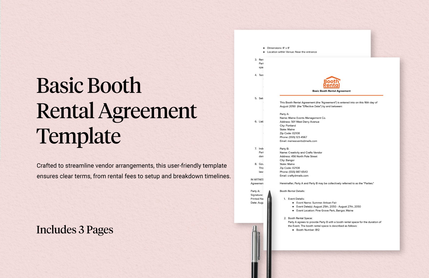 Basic Booth Rental Agreement Template