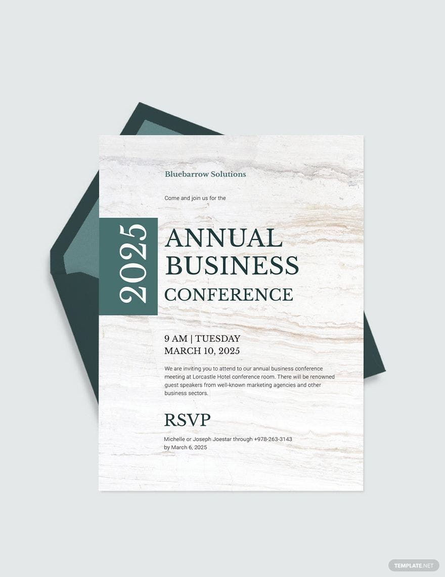 Business Conference Invitation Template in Word, Google Docs, Google Docs, Illustrator, PSD, Apple Pages, Publisher, InDesign, Outlook