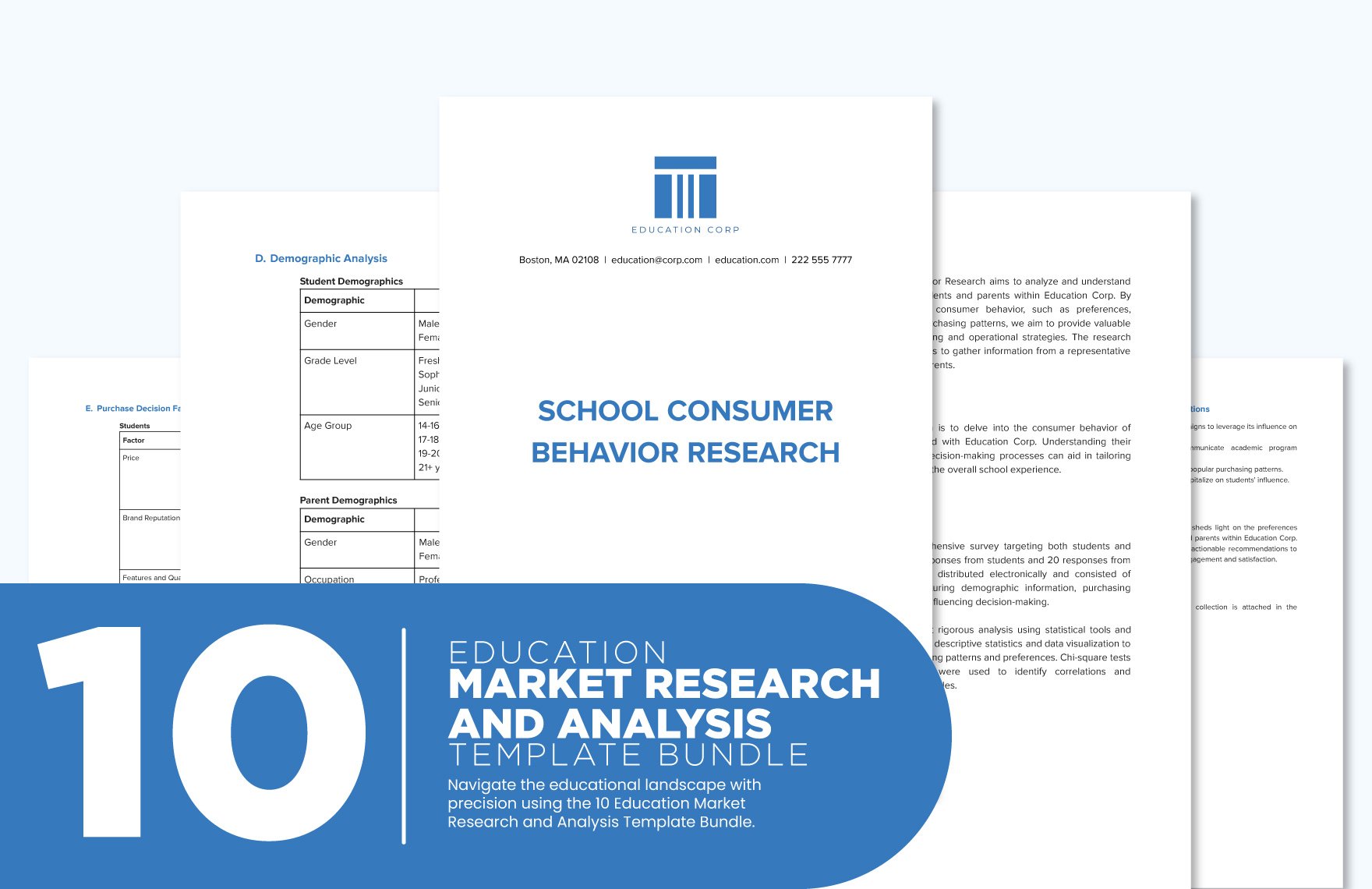 10 Education Market Research and Analysis Template Bundle