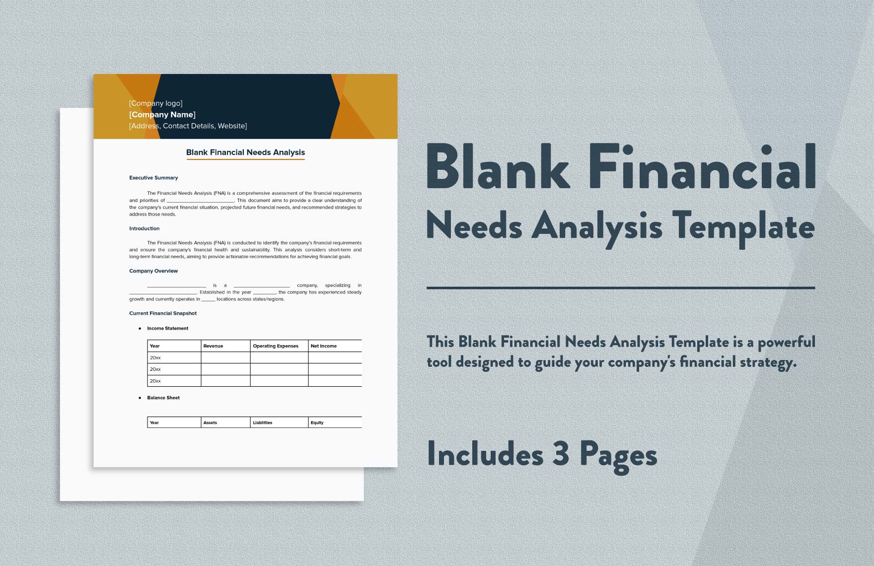 Blank Financial Needs Analysis Template