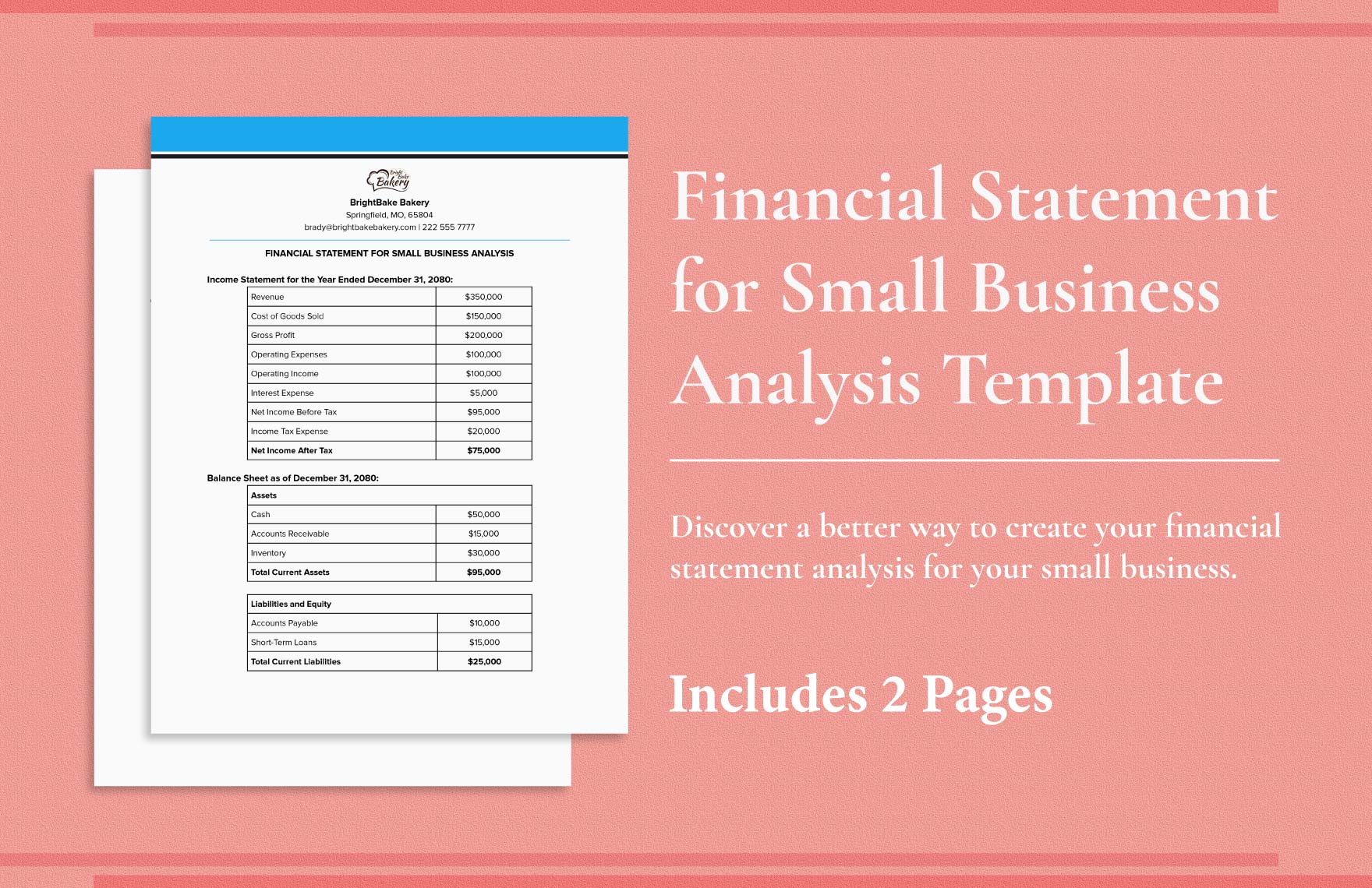 Financial Statement for Small Business Analysis Template