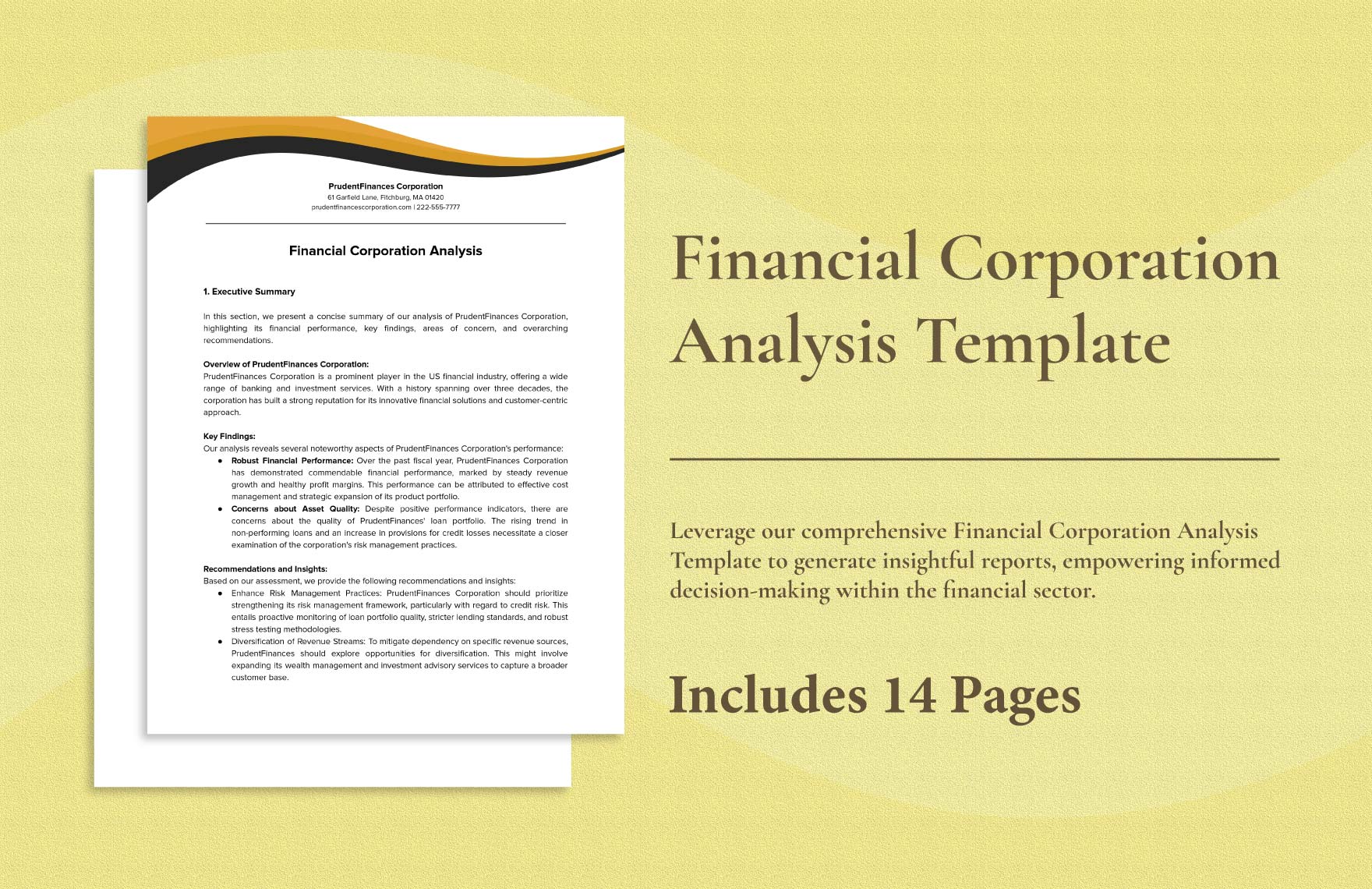 Financial Corporation Analysis Template