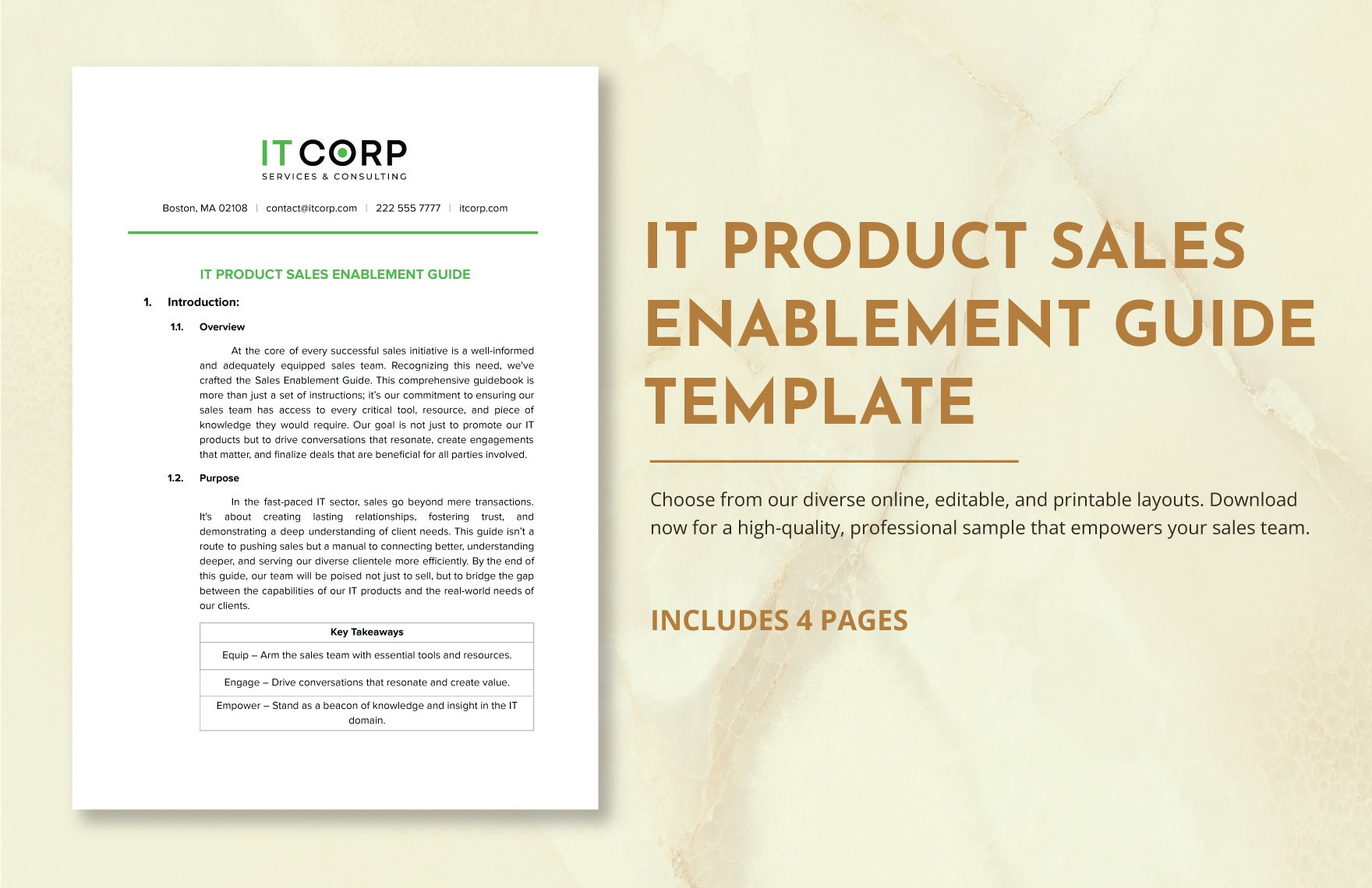 IT Product Sales Enablement Guide Template in Word, Google Docs, PDF