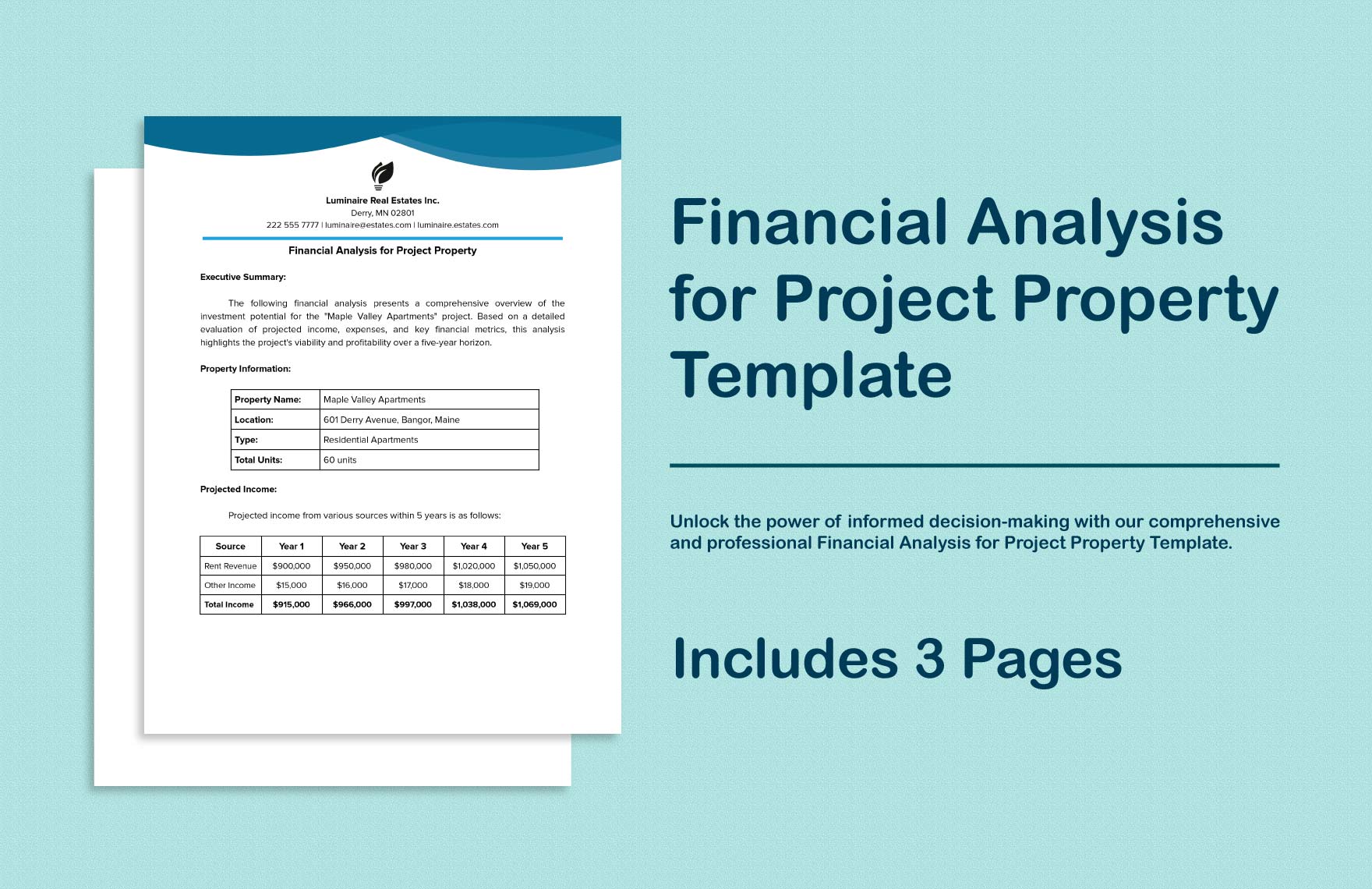 Financial Analysis for Project Property Template