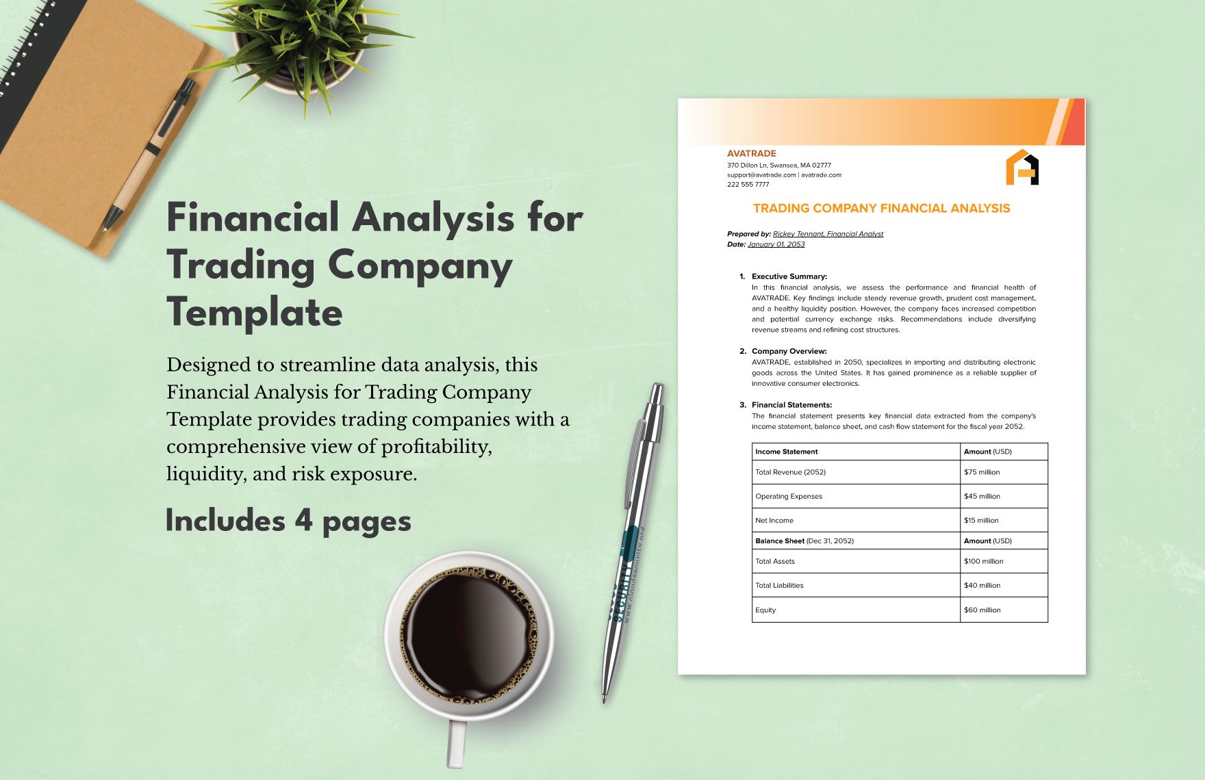 Financial Analysis for Trading Company Template