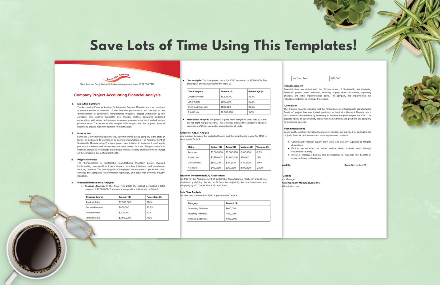 Company Project Accounting Financial Analysis Template