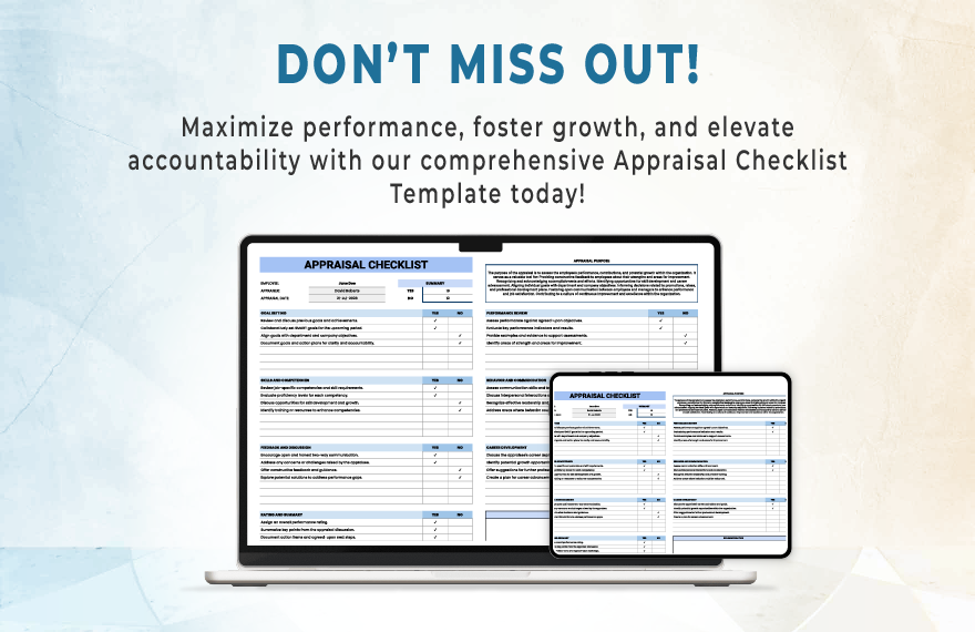 Appraisal Checklist Template