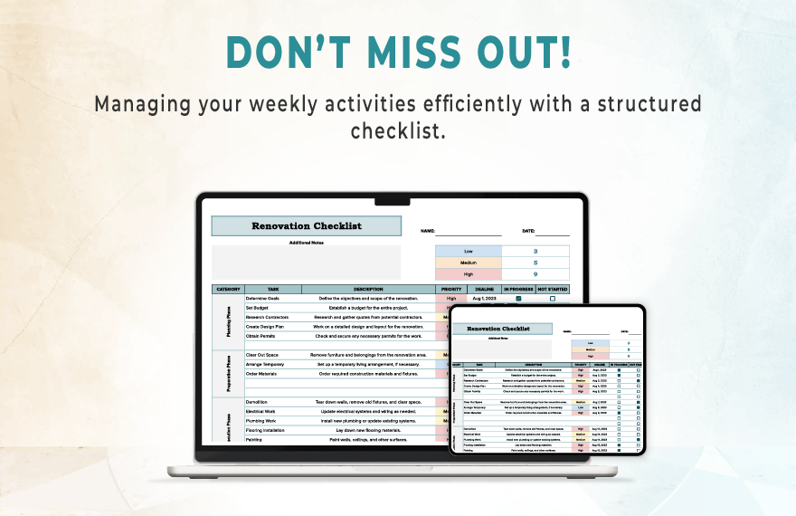 Renovation Checklist Template