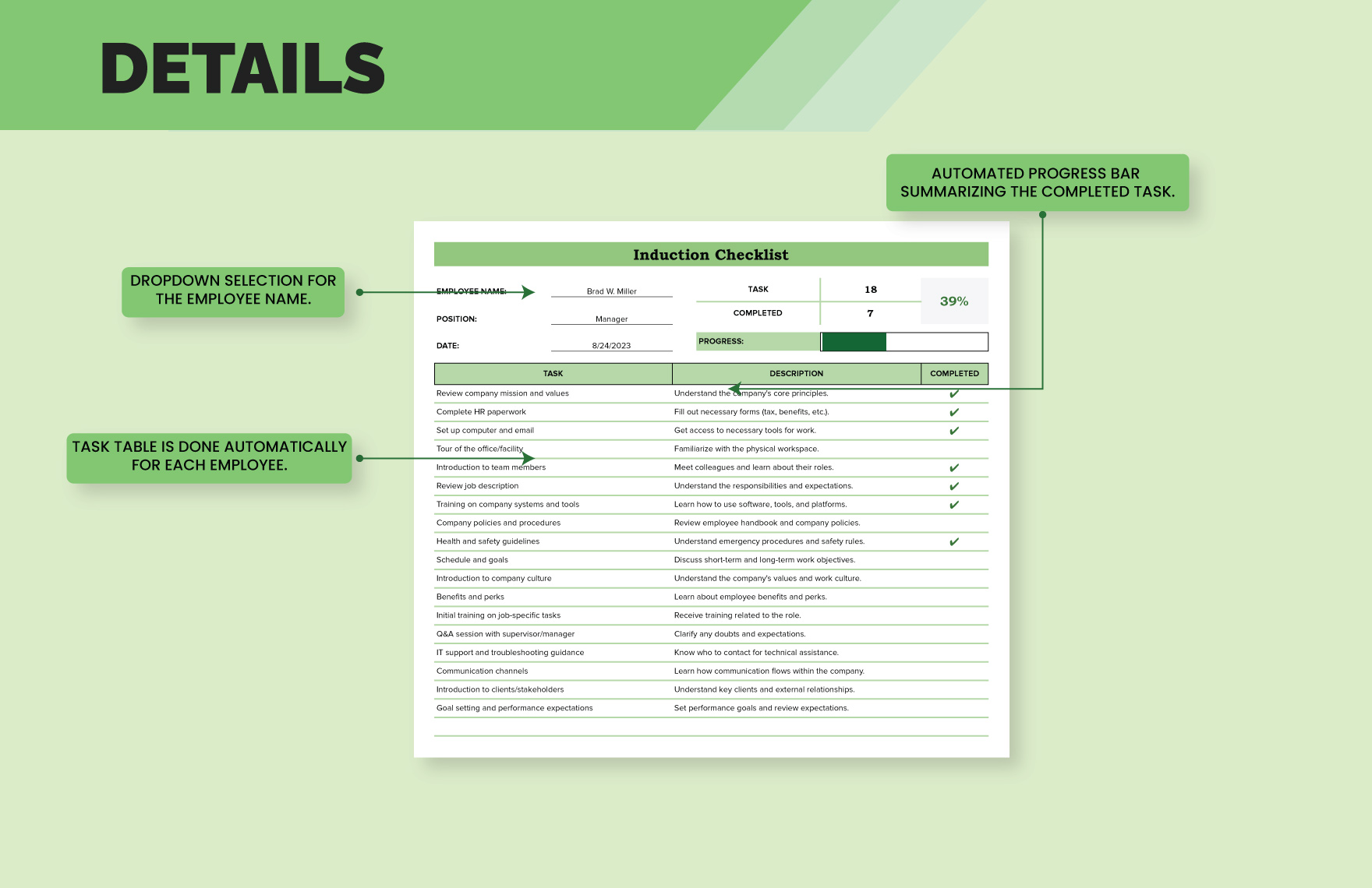 Induction Checklist Template Download In Excel Google Sheets