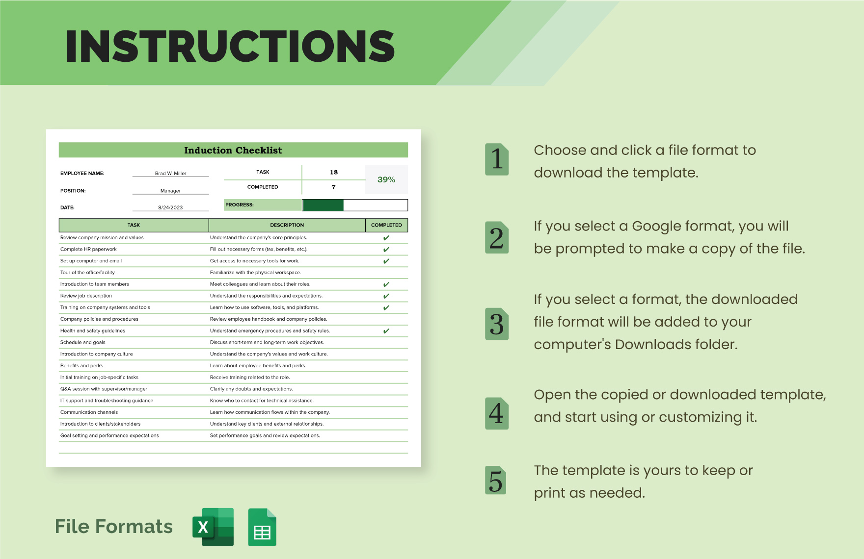 Induction Checklist Template